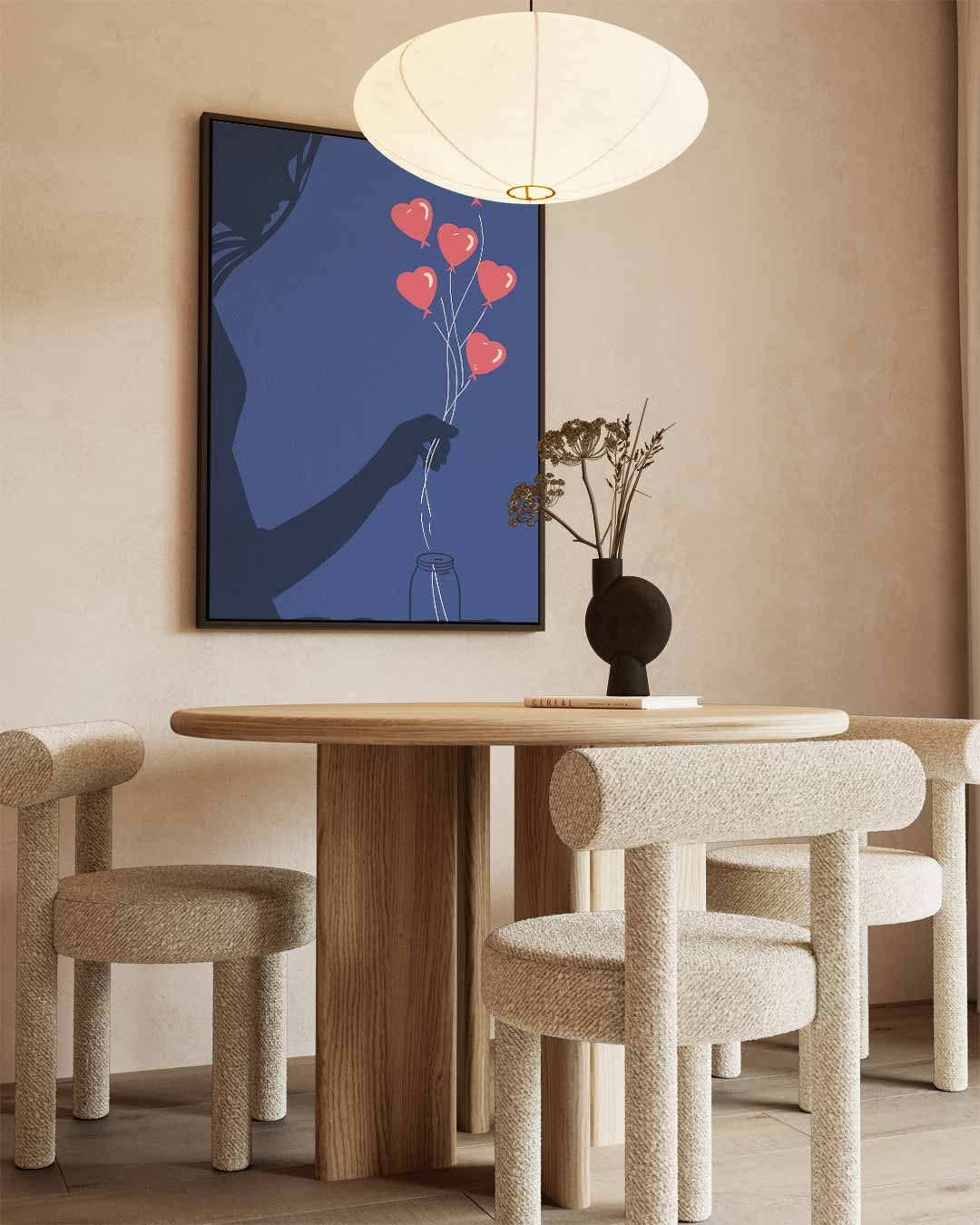 Liefdesballonnen Silhouet Kunstwerk-canvas-dibond-plexiglas-wanddecoratie-WallArtistic
