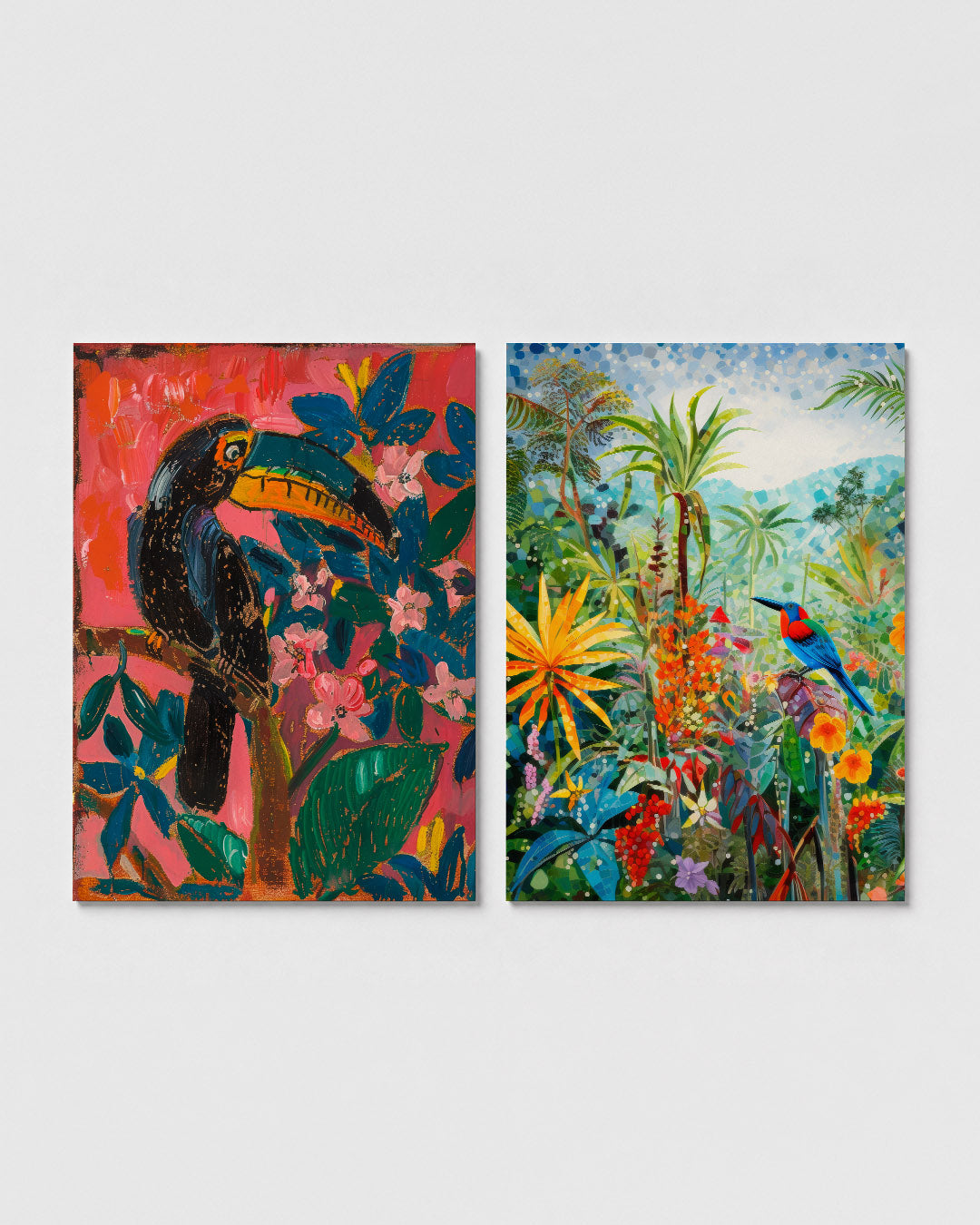Vogels en bloemen Posterset