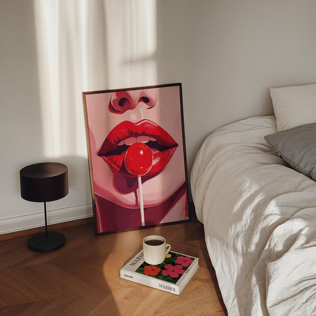 Verleidelijke Rode Lippen Poster-WallArtistic