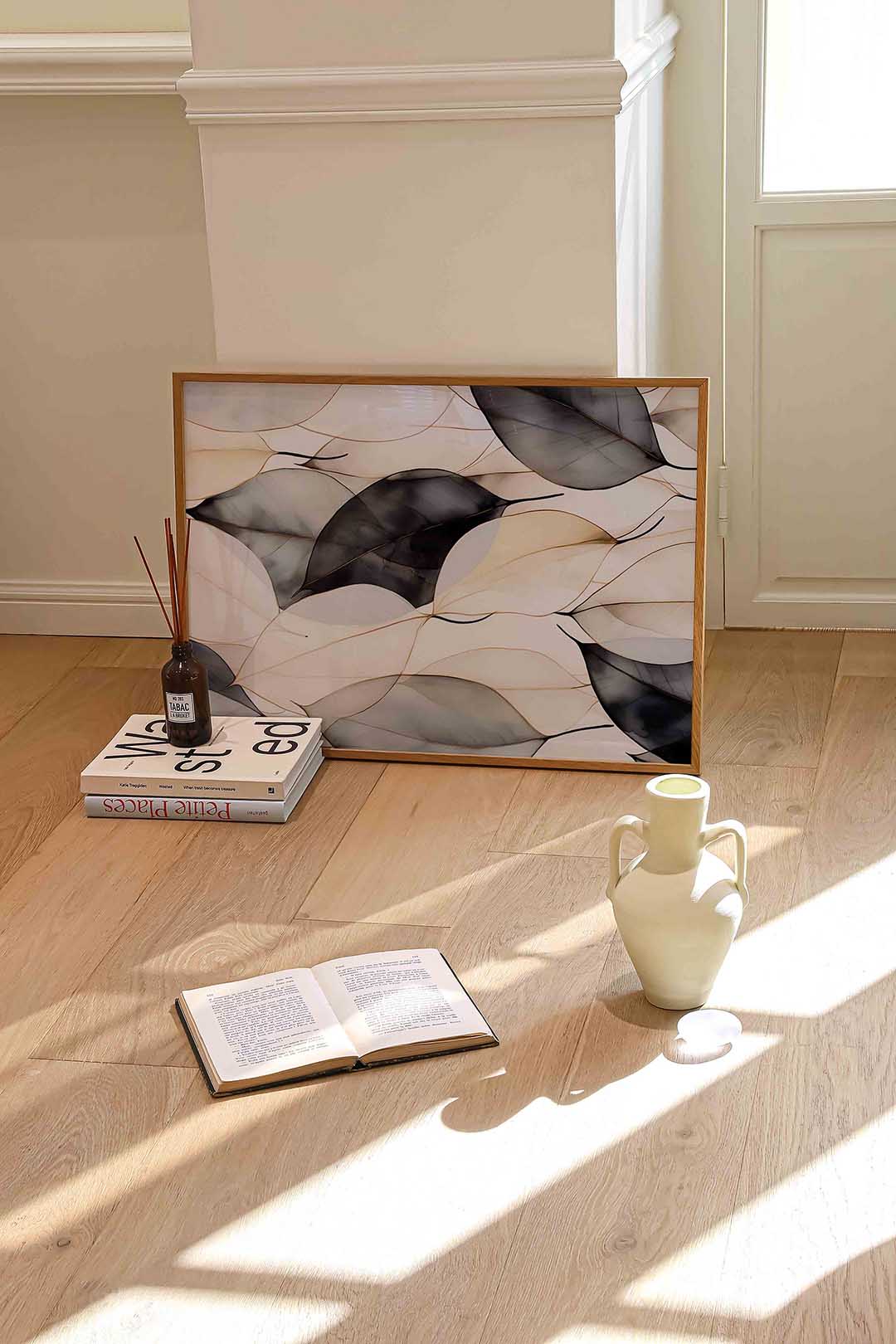 Bladeren in neutrale tinten Poster