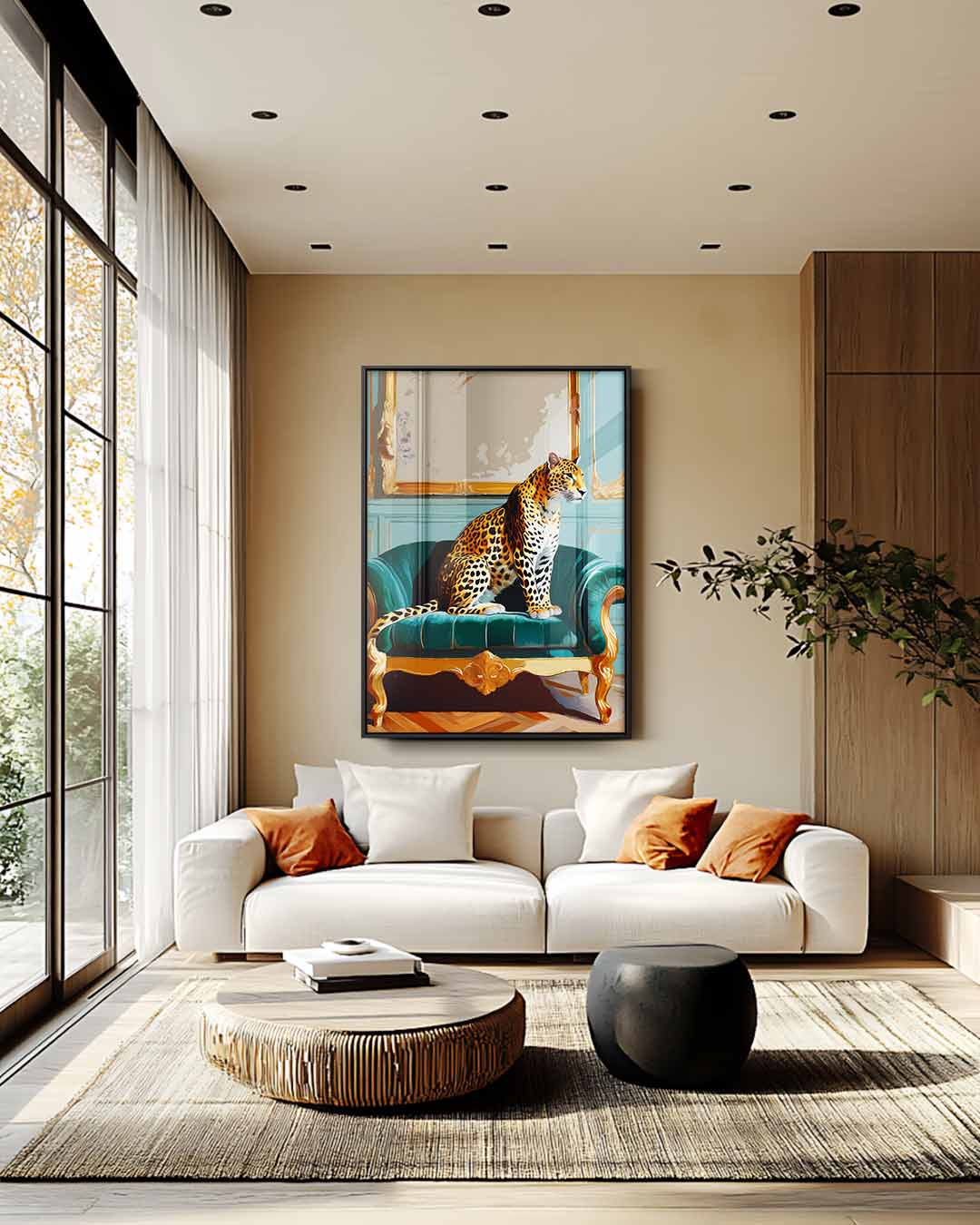 Luxe Leopard op Chique Sofa Kunstwerk
