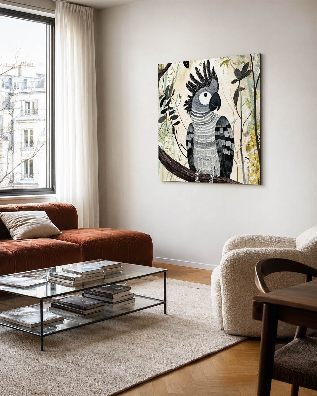 Vogelsilhouet in bos Kunstwerk