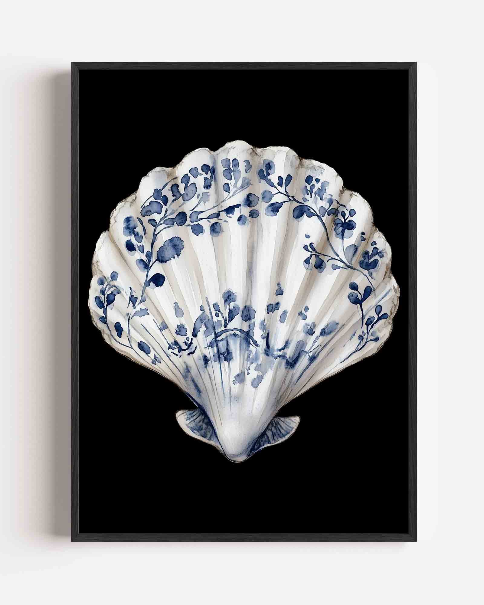 Schelp met blauwe takken Poster
