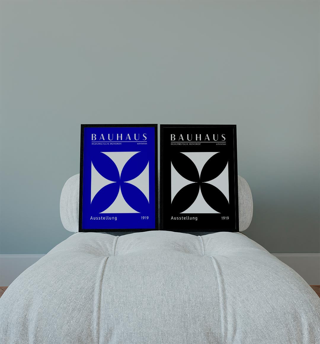 Blauw wit vormen Posterset