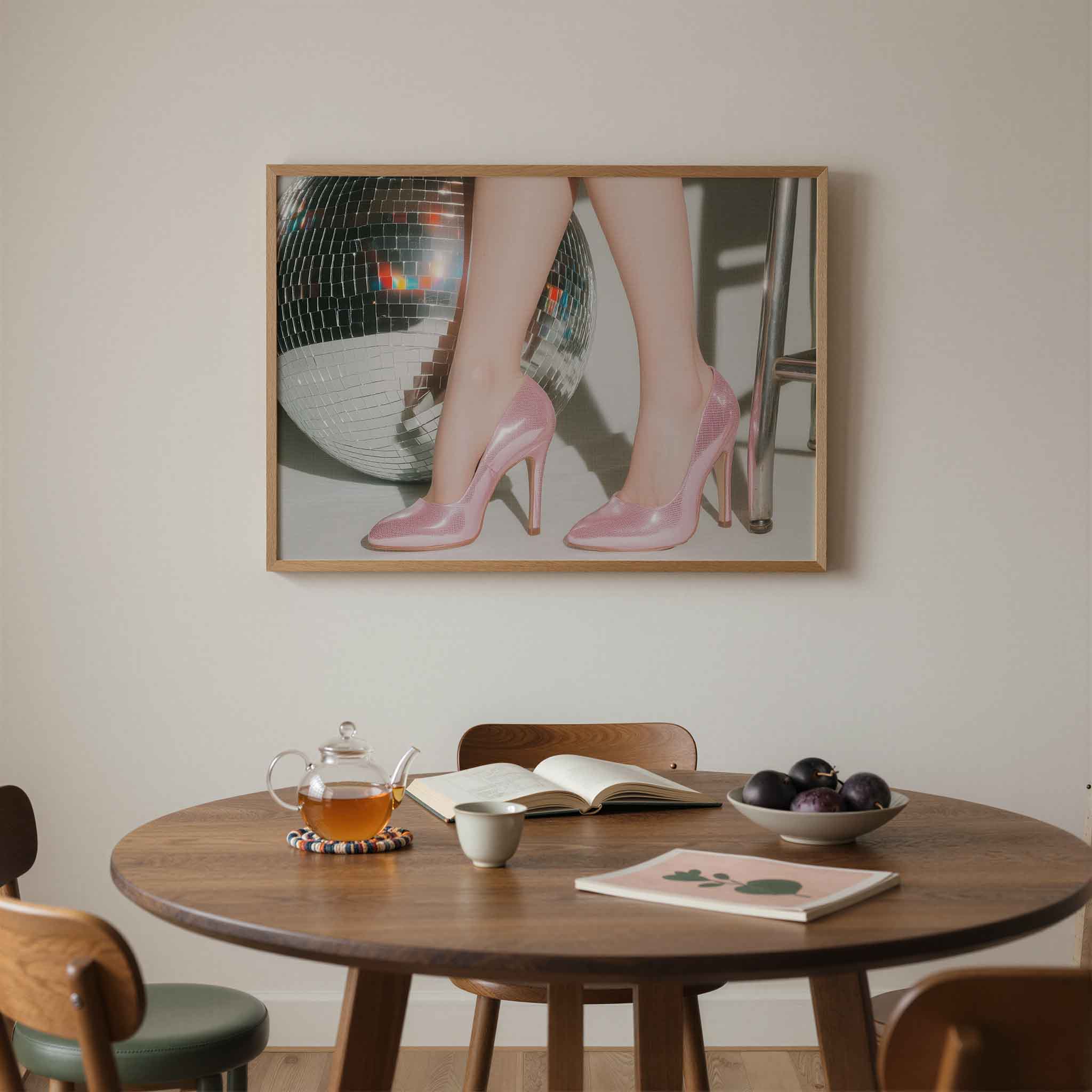 Roze schoenen en discobal Poster