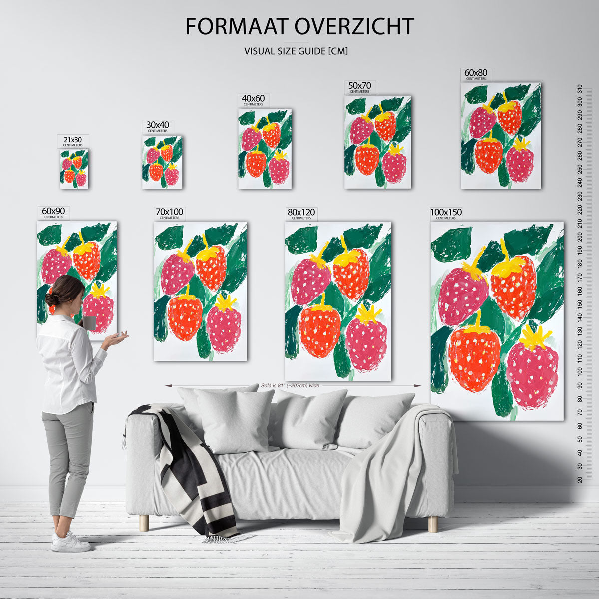 Aardbeien en bladeren Poster