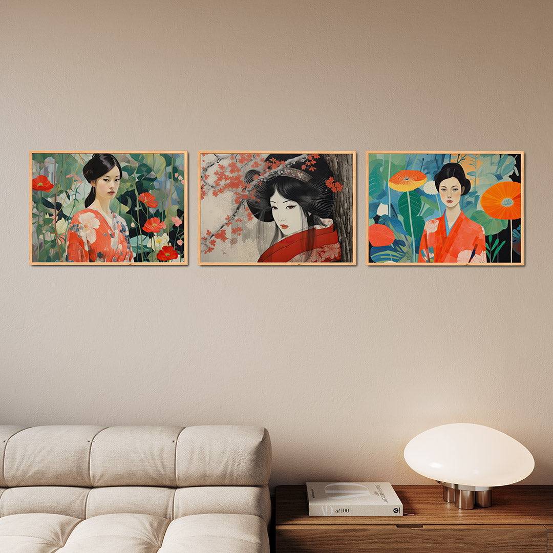 Bloemen en portret Posterset