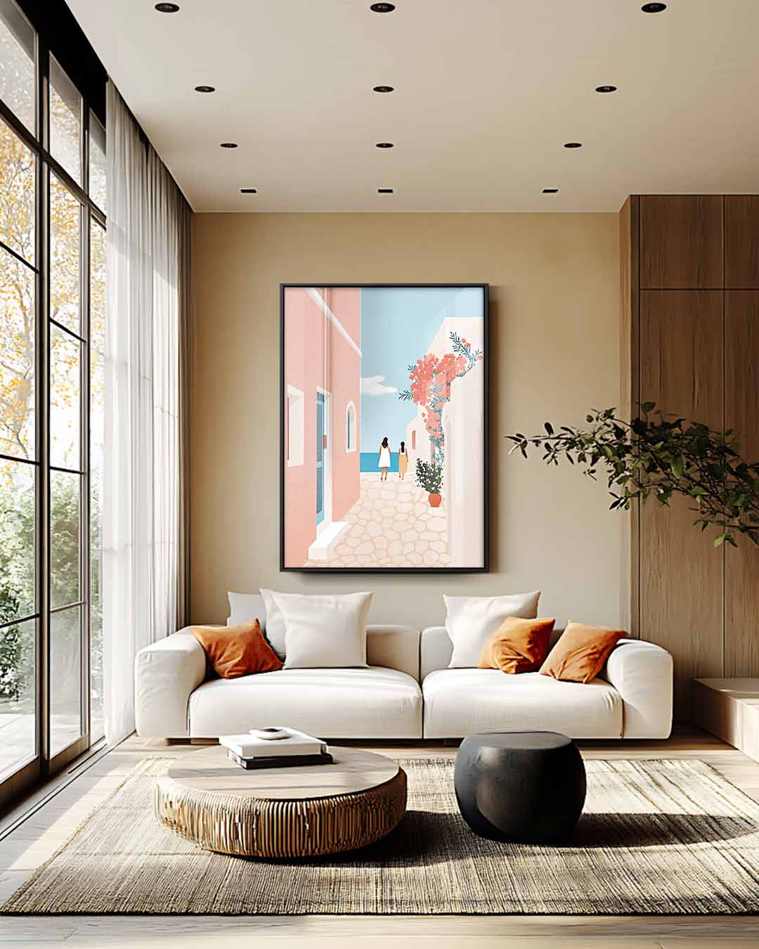 Zonovergoten Straatje aan de Zee Kunstwerk-canvas-dibond-plexiglas-wanddecoratie-WallArtistic