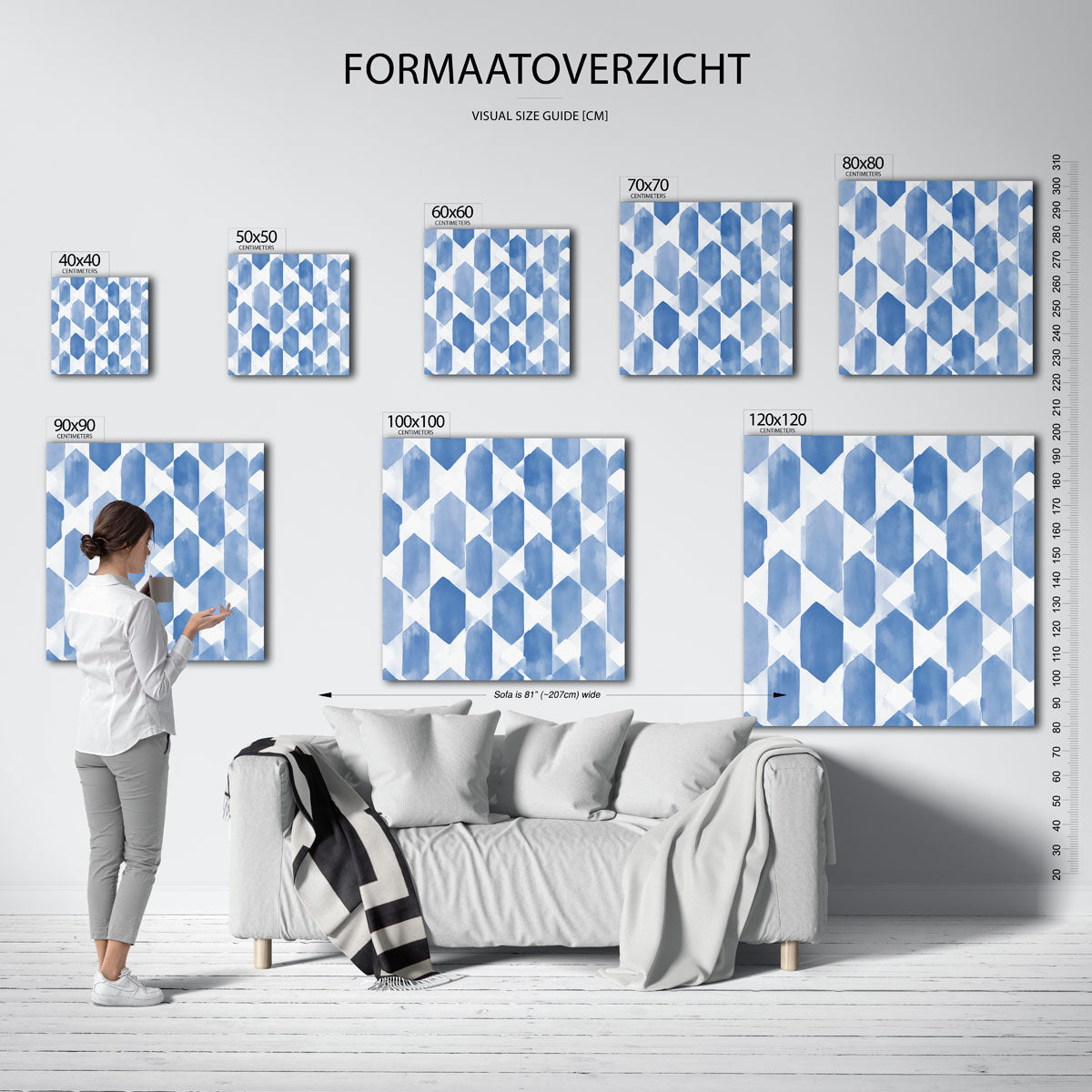 Blauwe geometrische vormen Poster