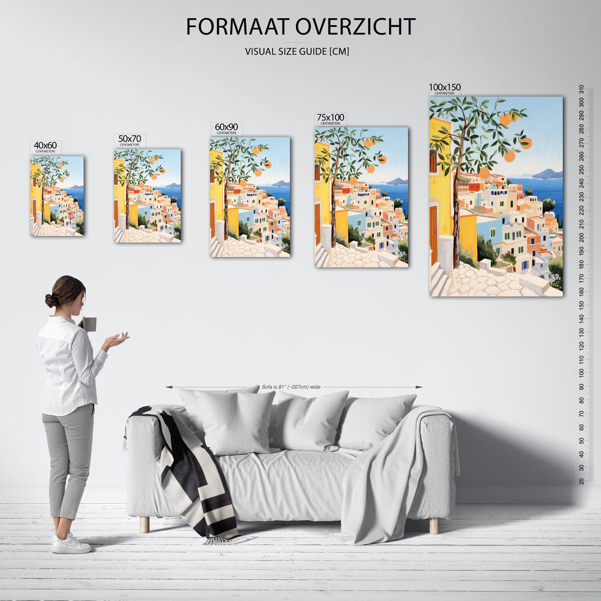 Zonnige dorp uitzicht Kunstwerk