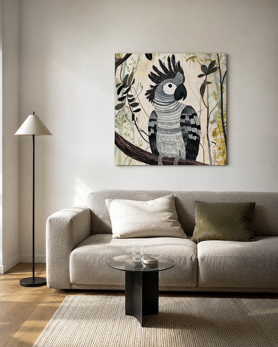 Vogelsilhouet in jungle Kunstwerk