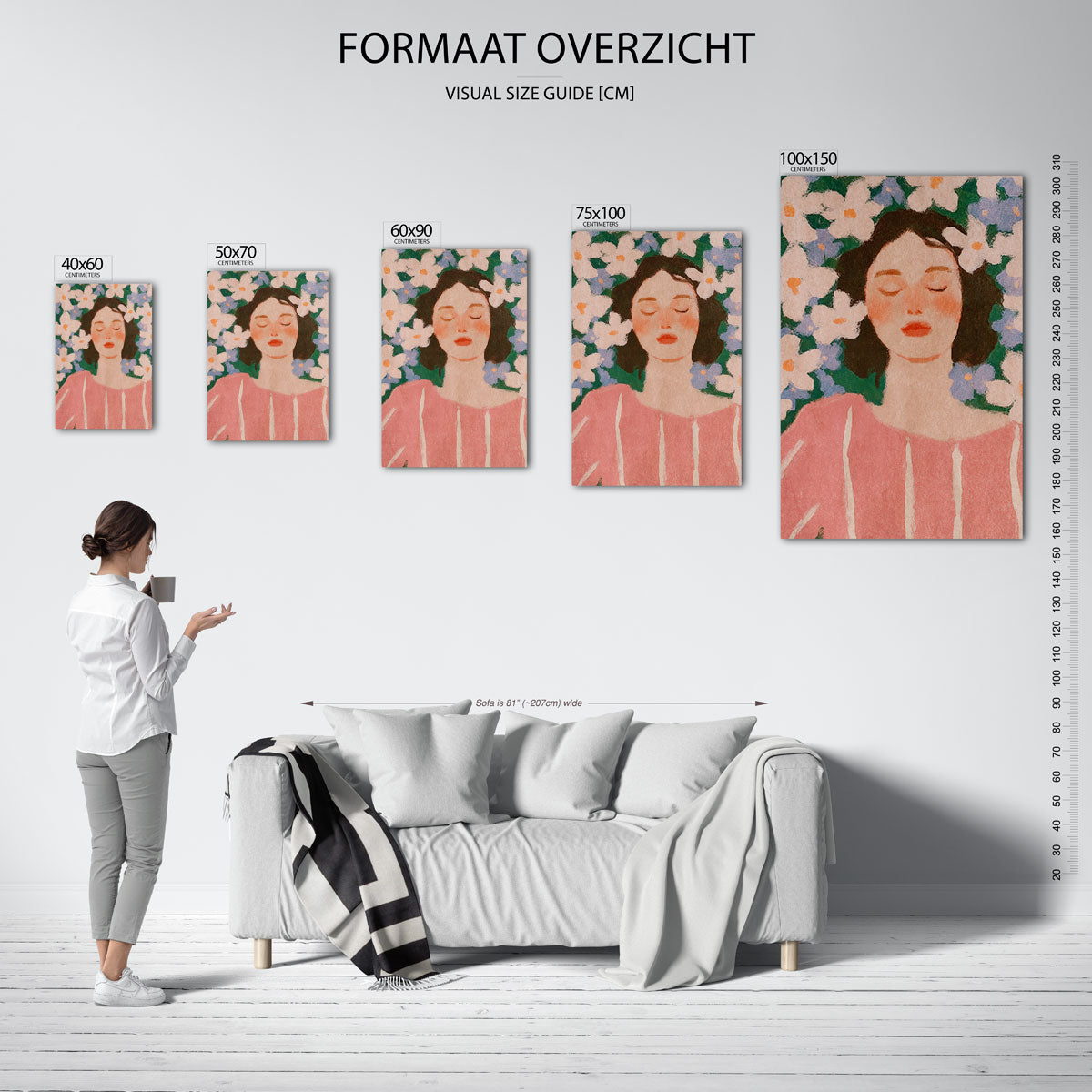 Dromerige bloemenportret Kunstwerk
