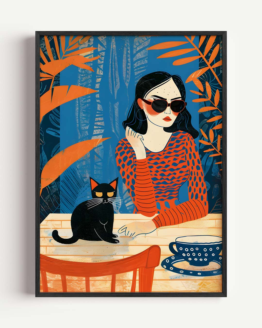 Stijlvolle Kat en Vrouw Poster-WallArtistic