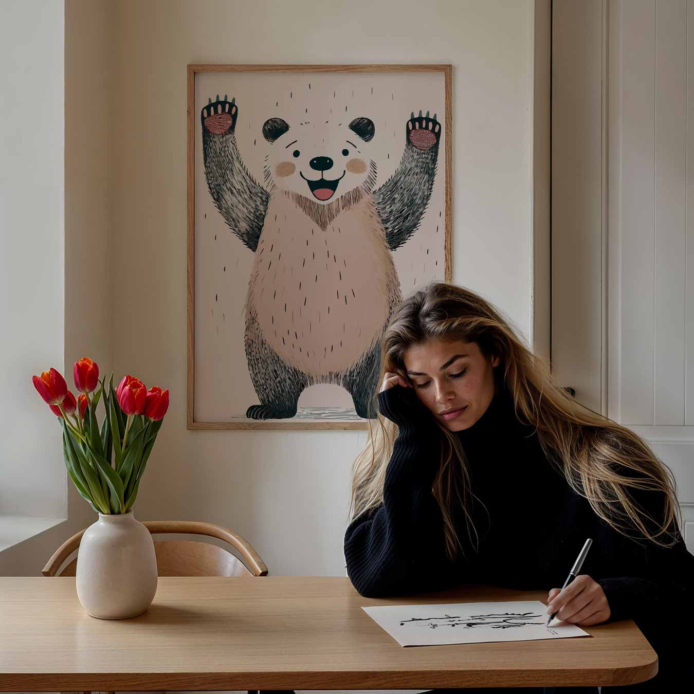 Vrolijke Panda Illustratie Poster-WallArtistic