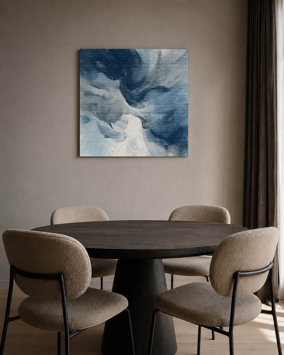 Golvende blauwe vormen Kunstwerk