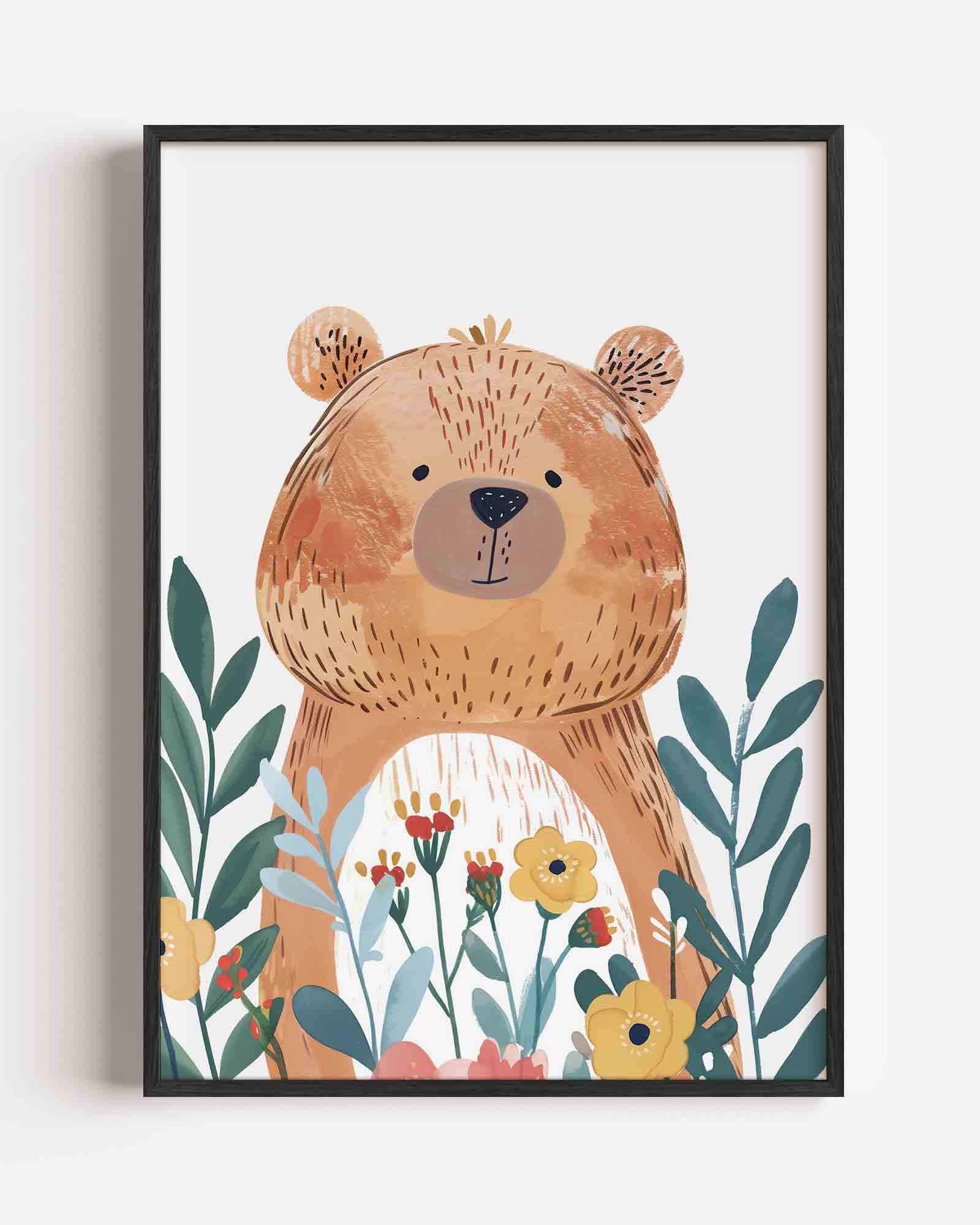 Beer en bloemen Poster