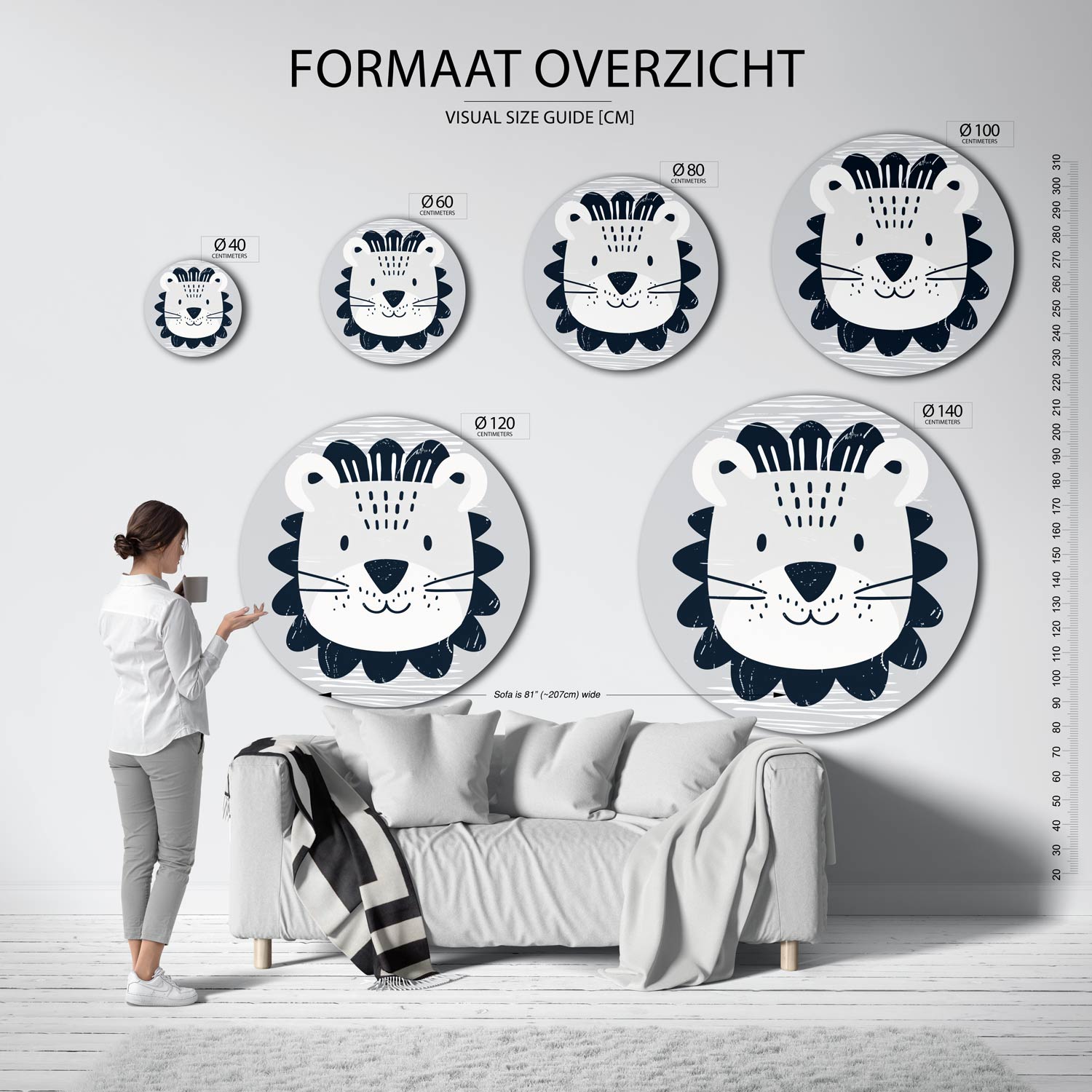 Leeuw gezicht Muurcirkel