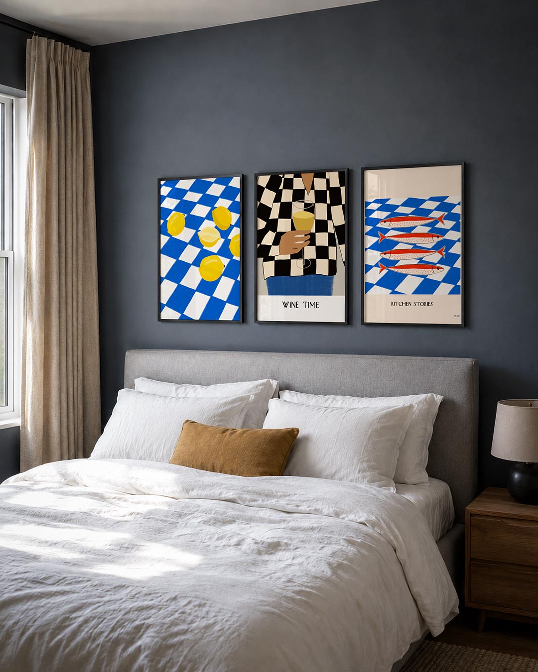 Citroenen op ruitpatroon Posterset