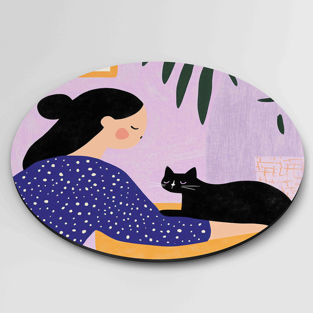 Vrouw met kat Muurcirkel