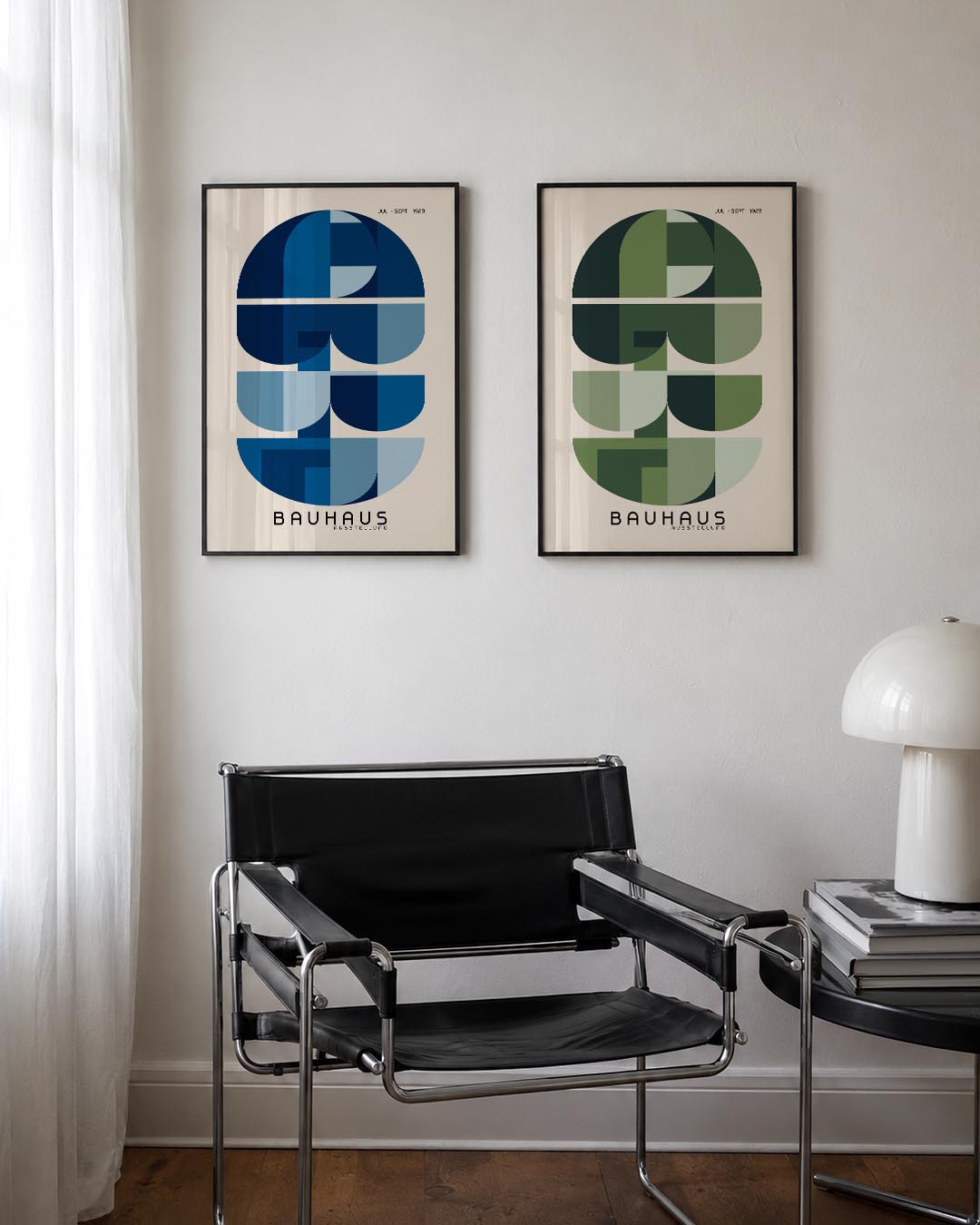 Blauwe vormenritme Posterset