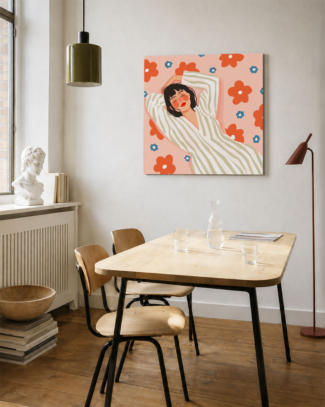 Vrouw met bloemen Kunstwerk