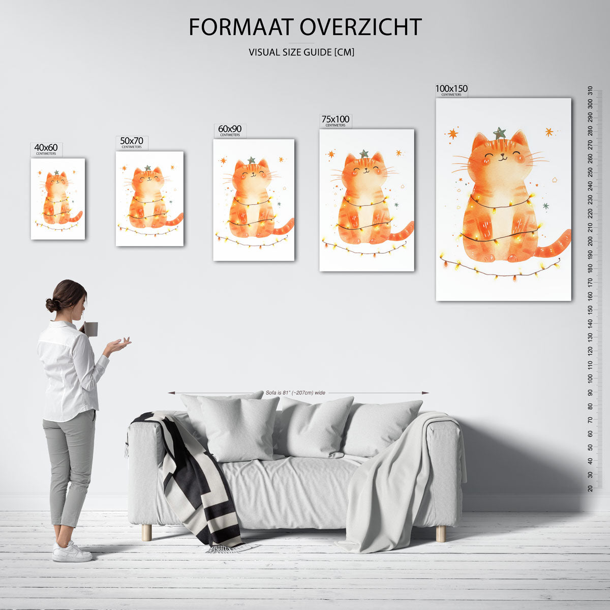 Vrolijke kat illustratie Kunstwerk