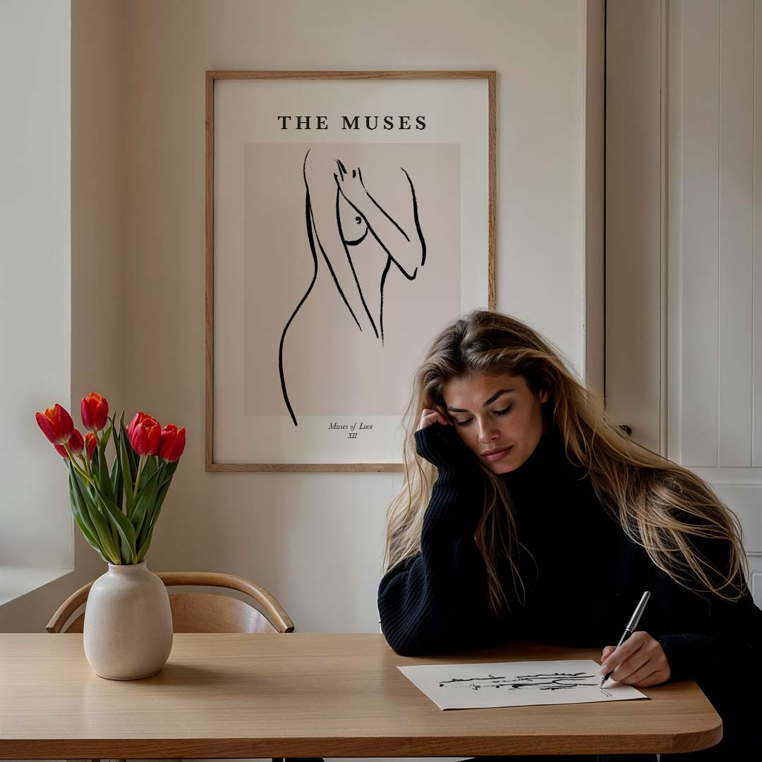 Elegante Lijntekening Muses Poster-WallArtistic