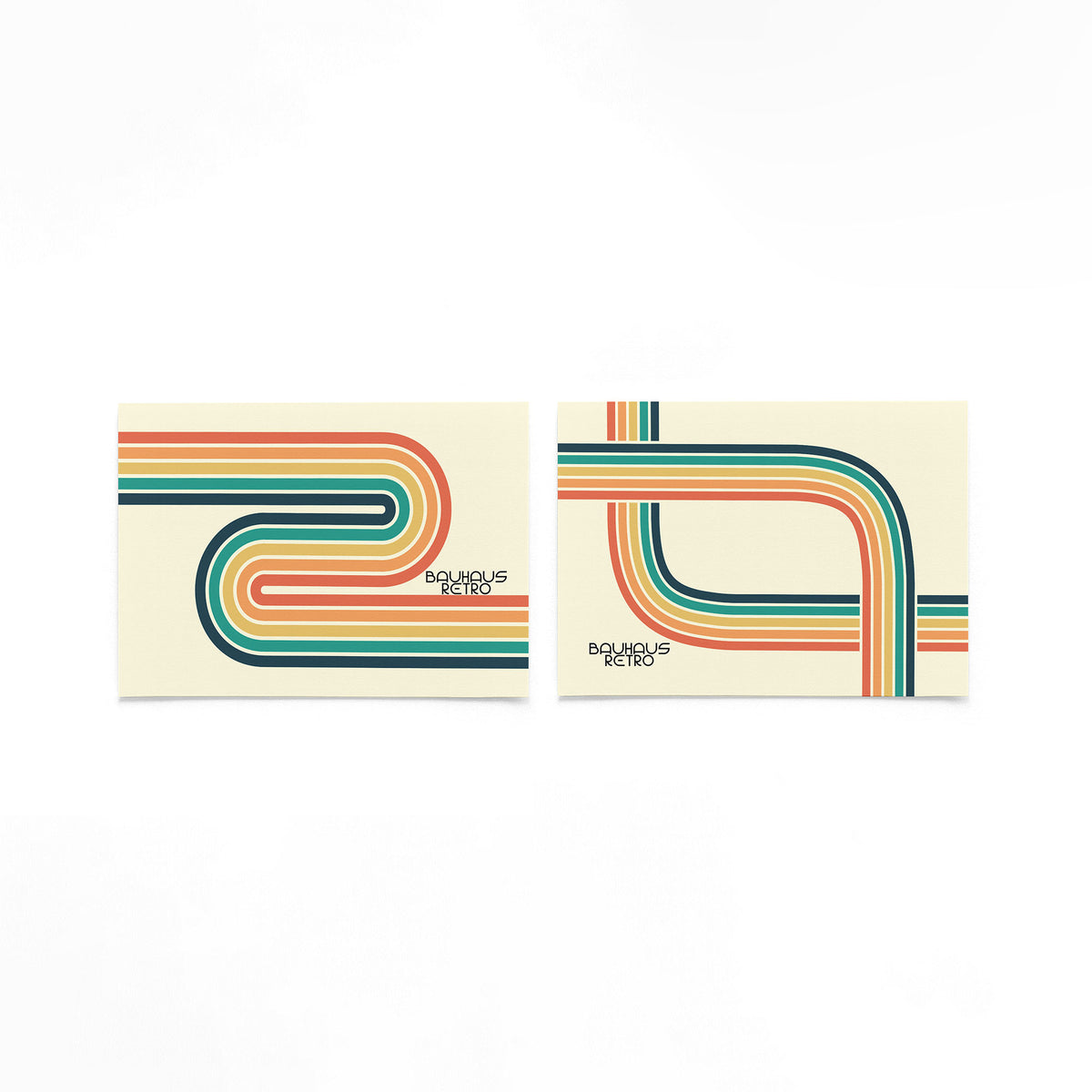Twee landscape posters met koraal en petrolbanen als vrijstaande productfoto