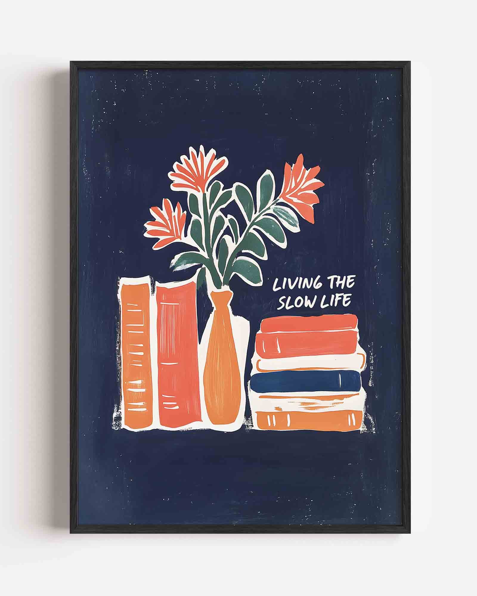Boeken en bloemen Poster