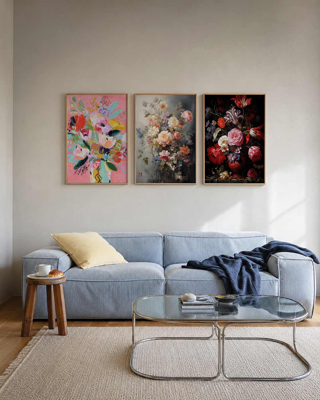 Bloemrijke kleurvlakken Posterset