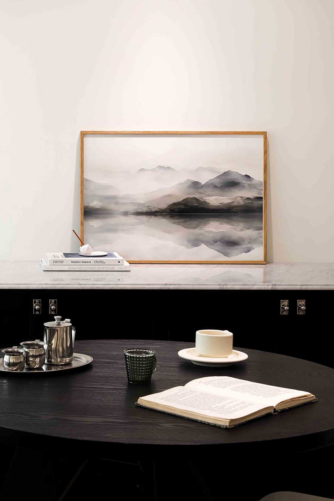 Berglandschap met reflectie Poster
