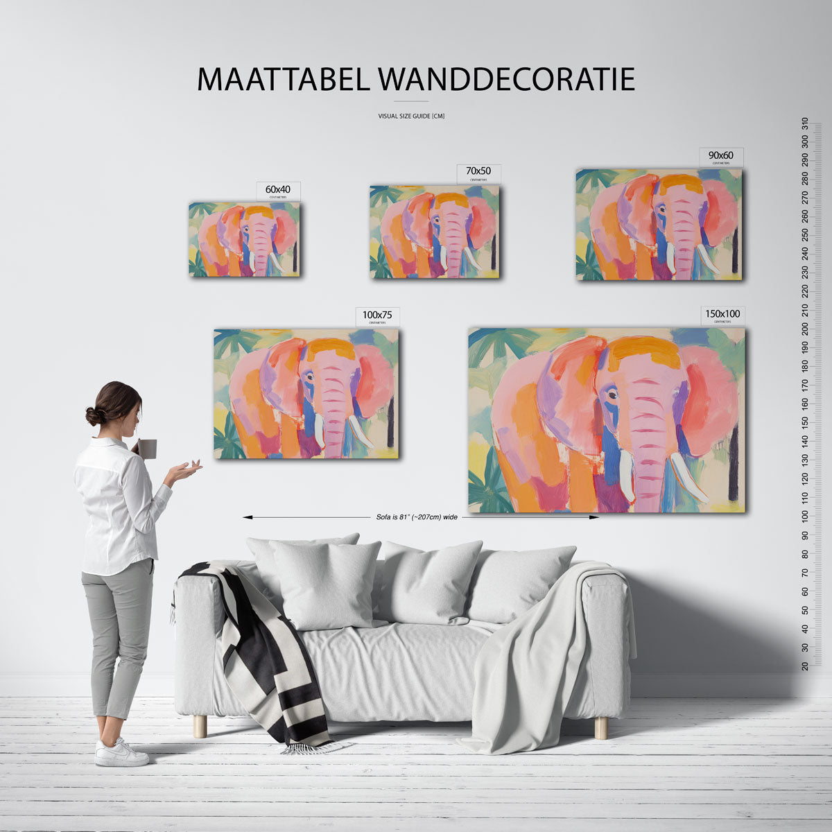 Kleurrijke olifant Kunstwerk