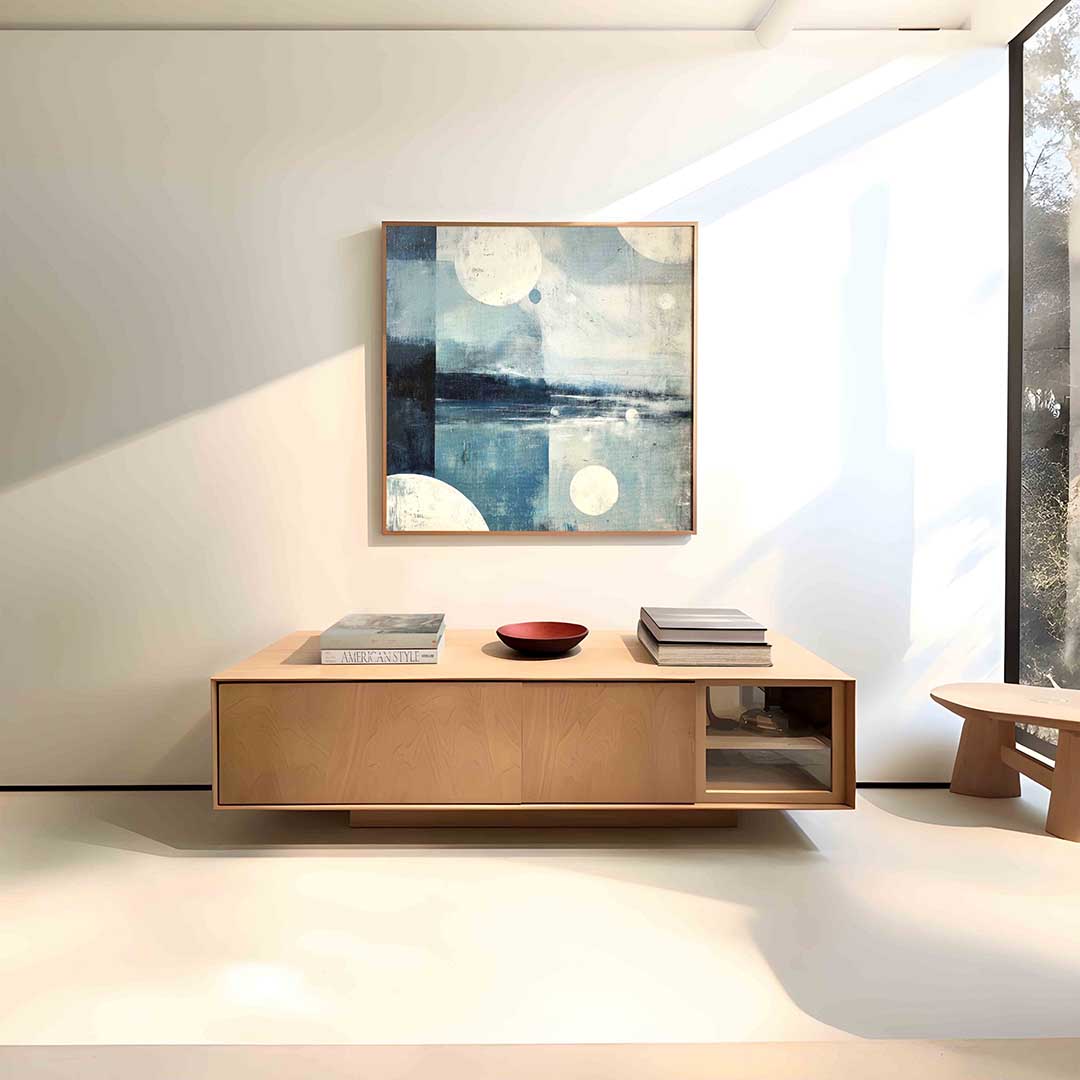 Blauwe cirkels en landschappen Poster