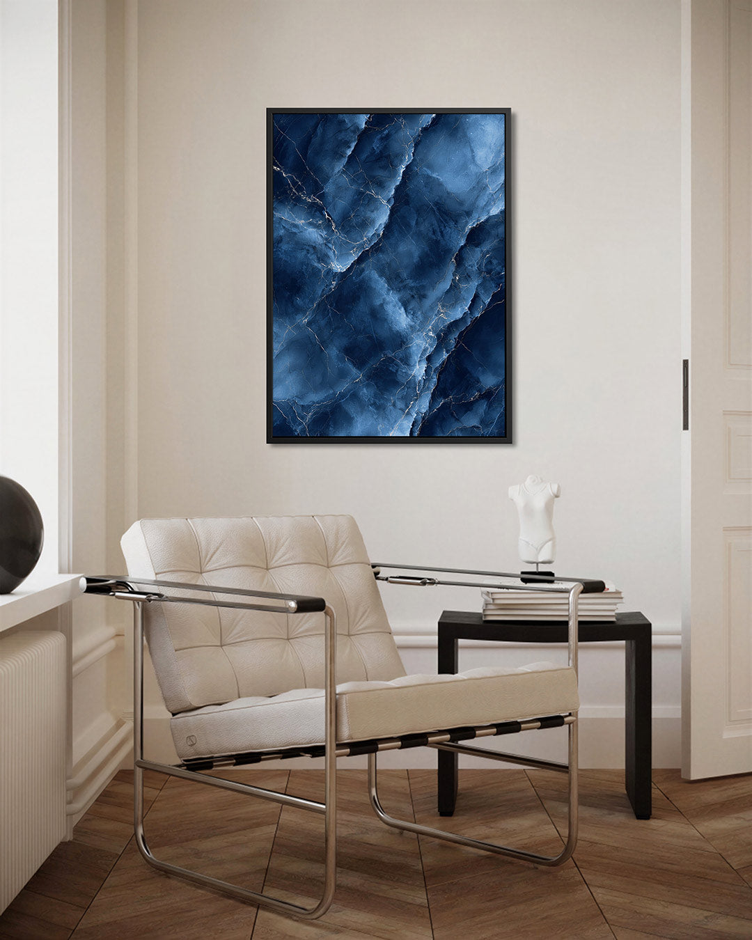 Blauwe marmerstructuur Kunstwerk