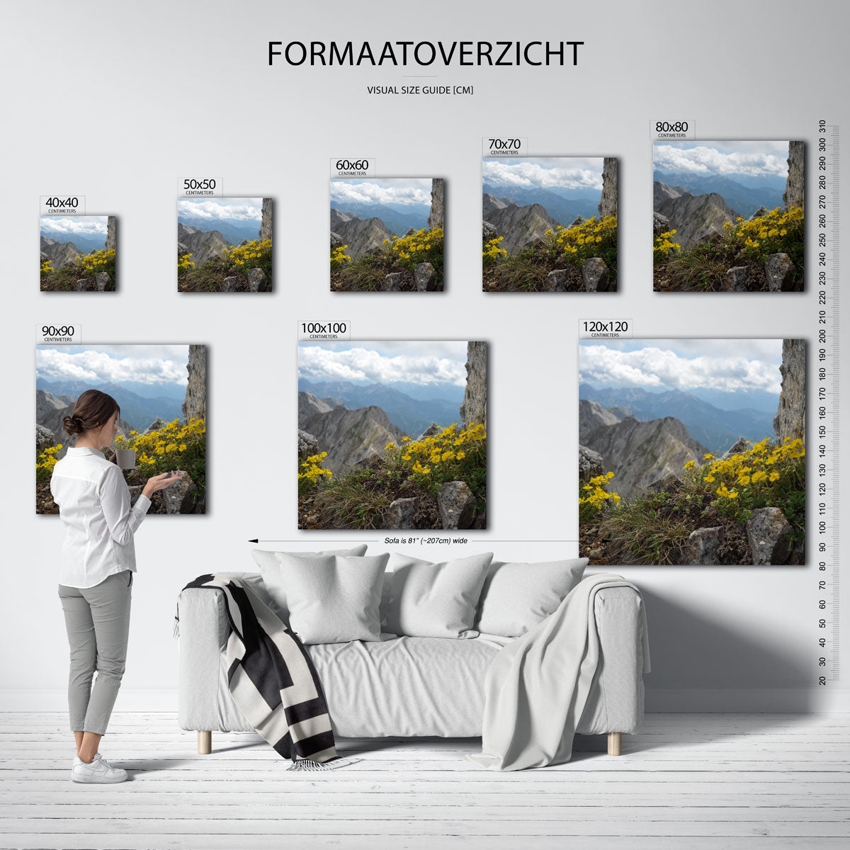 Berglandschap met bloemen Poster