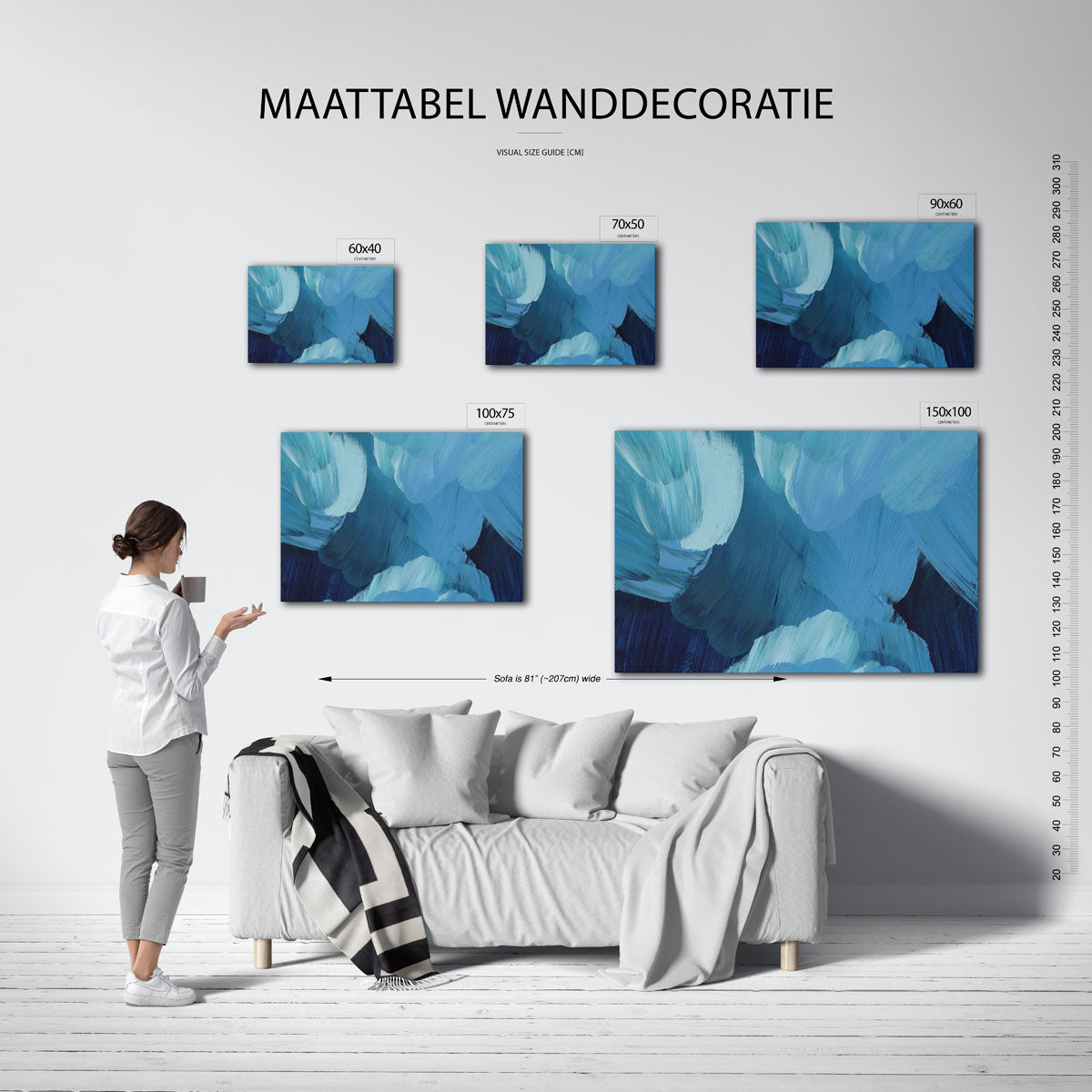 Dynamische blauwe bewegingen Kunstwerk