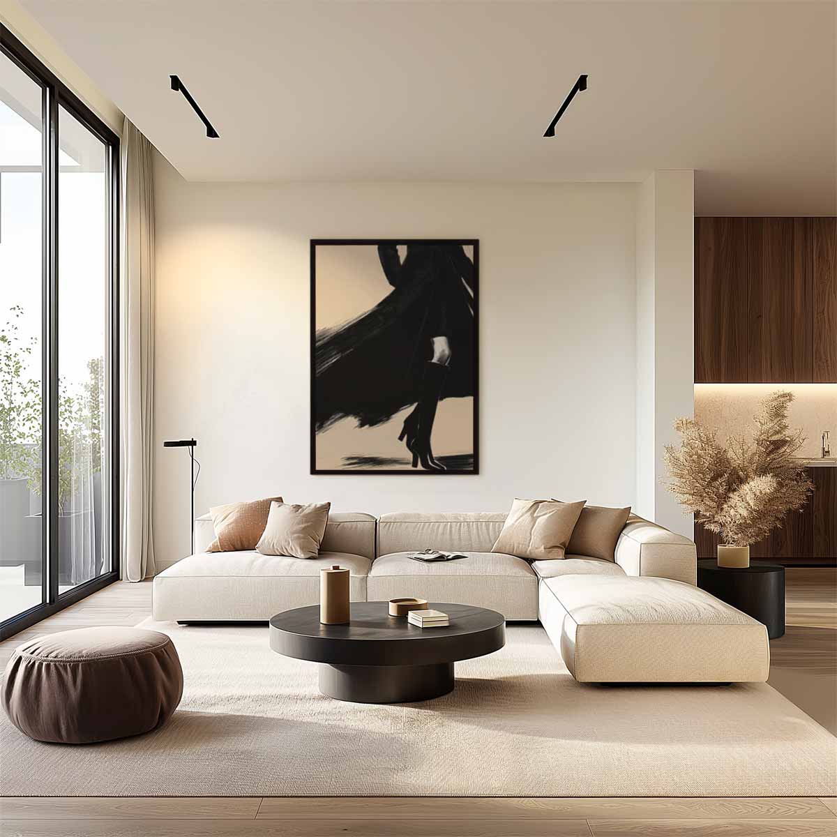 Elegante Schaduw in Beweging Kunstwerk-canvas-dibond-plexiglas-wanddecoratie-WallArtistic
