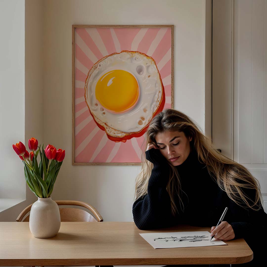 Speelse Gebakken Ei Poster-WallArtistic