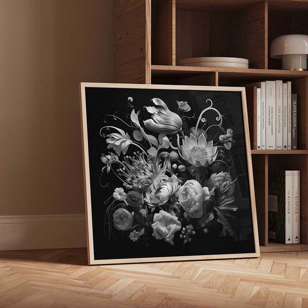 Bloemen in zwart wit Poster