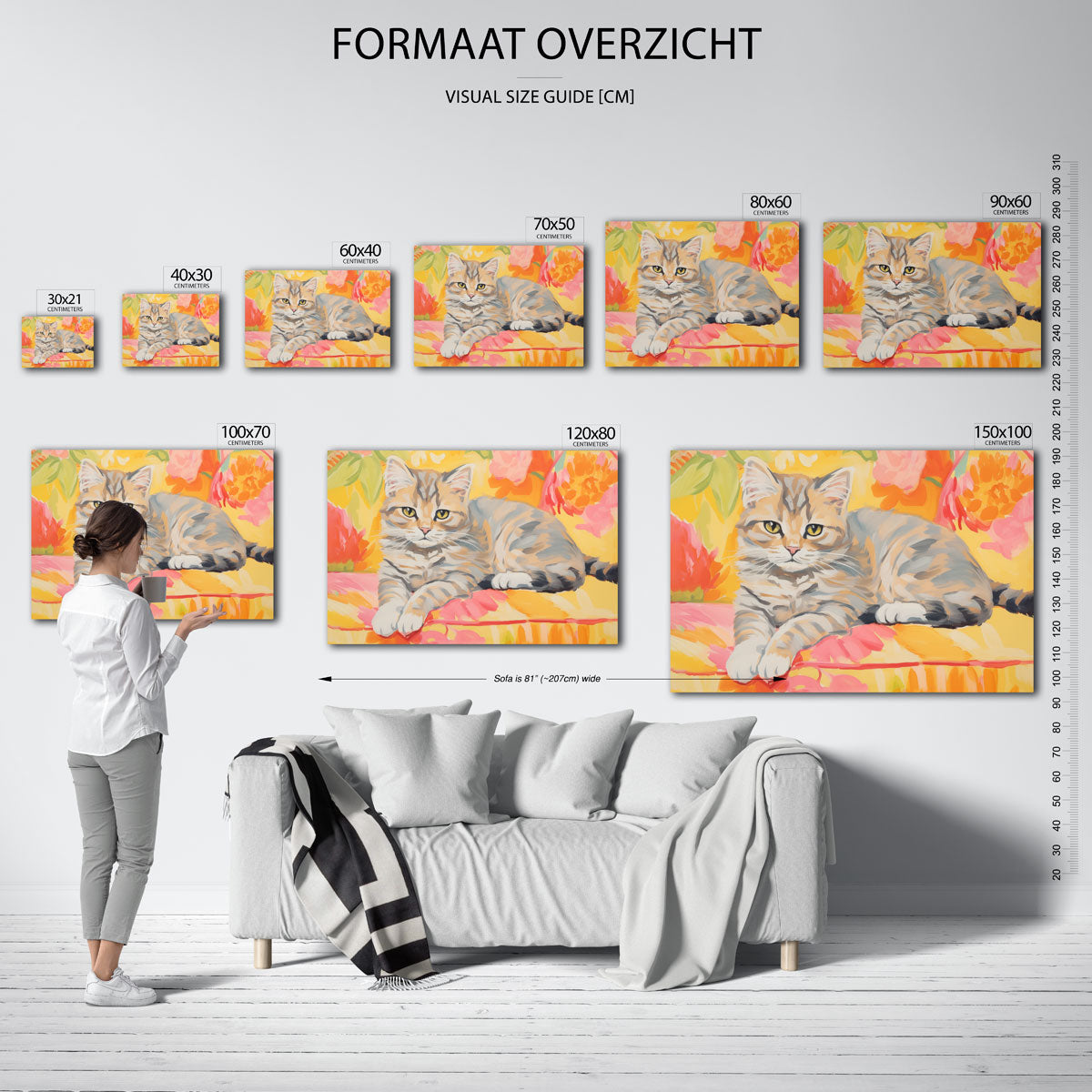 Kat met bloemen Poster