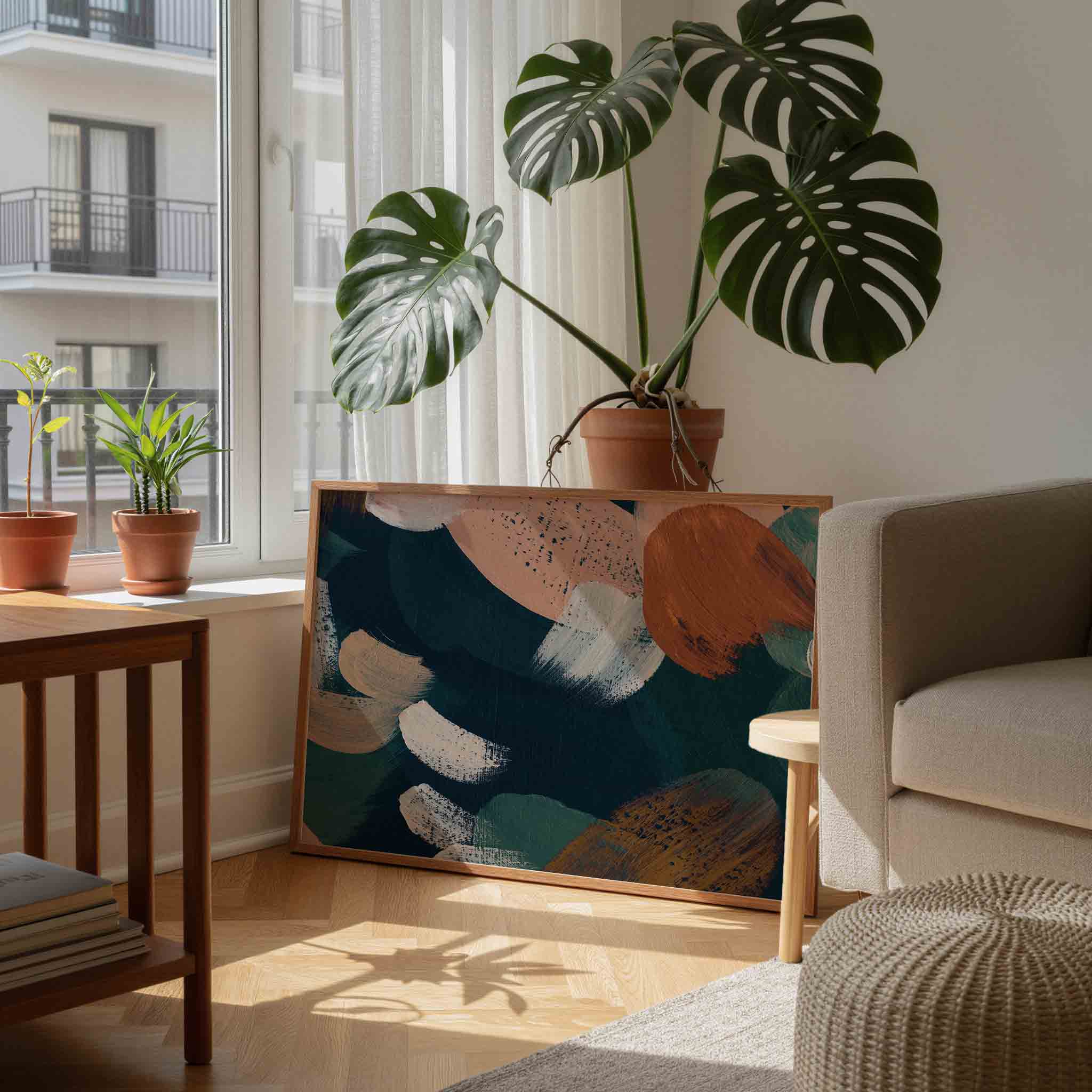 Abstracte penseelstreken Poster