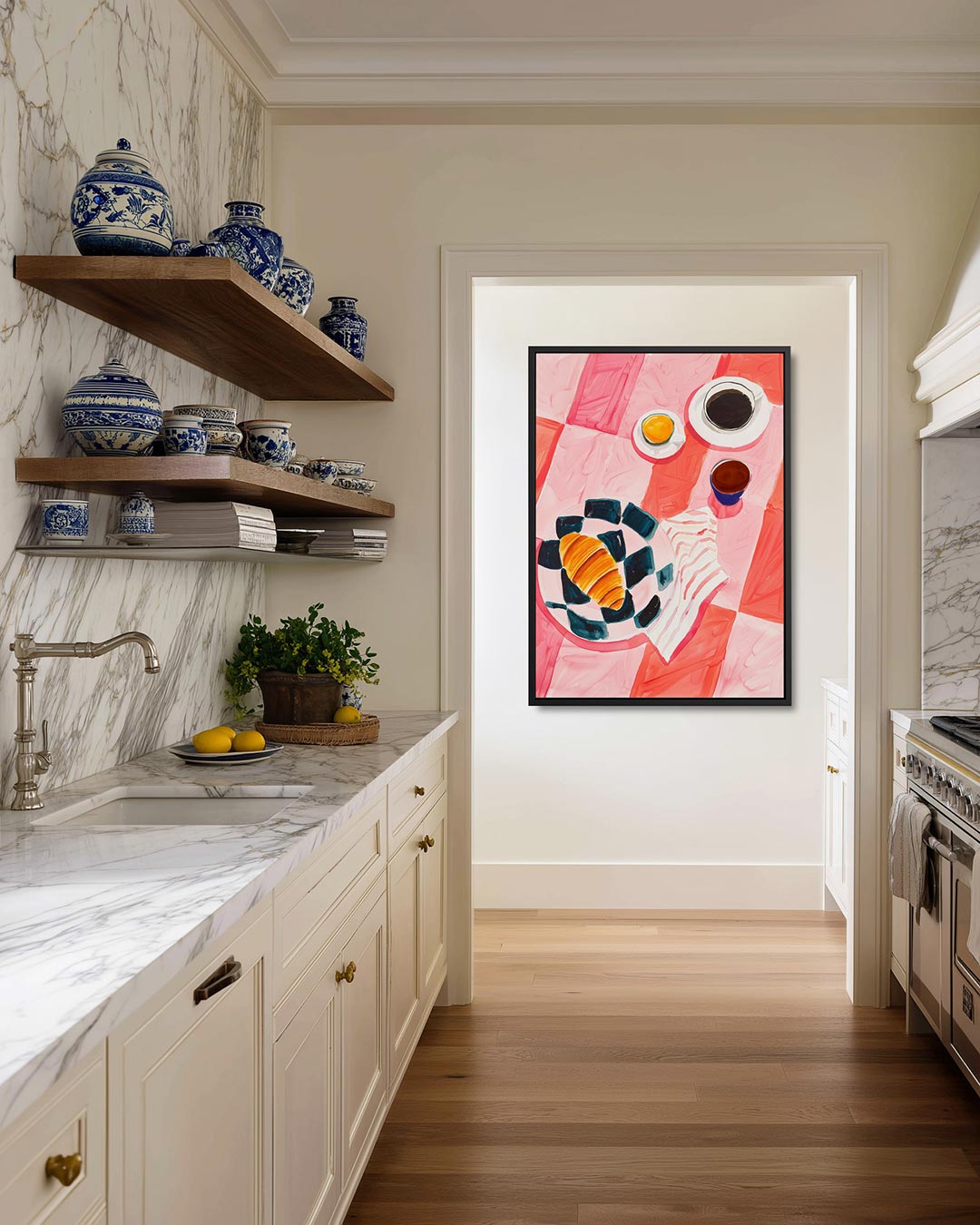 Vrolijk ontbijt tafereel Kunstwerk