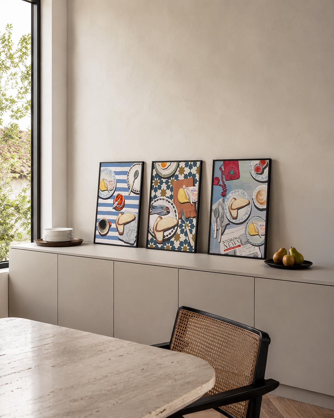 Ontbijt op strepen Posterset