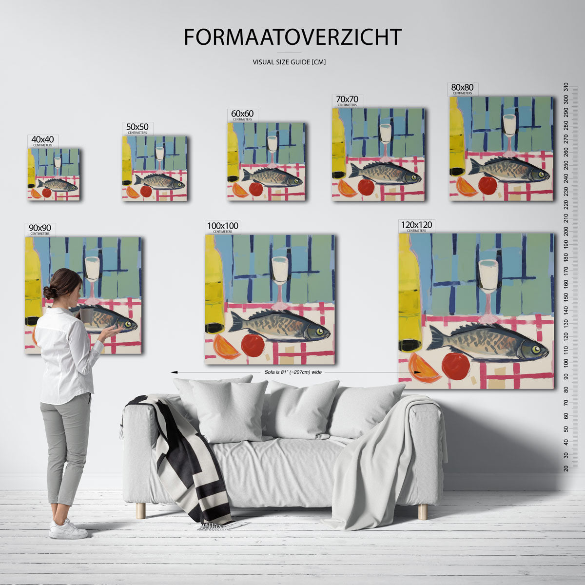 Vis en glas op tafel Poster