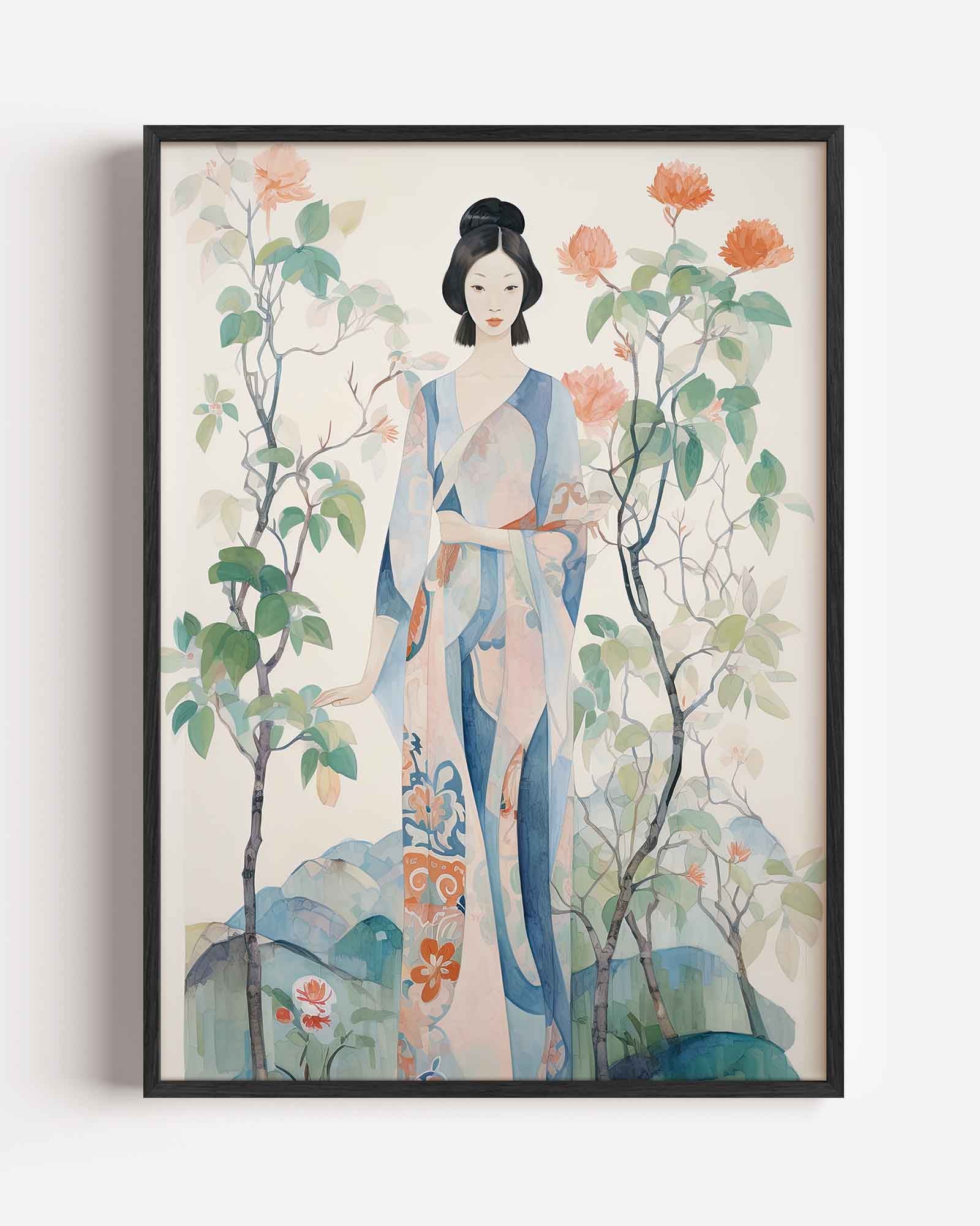 Vrouw in kimono Poster