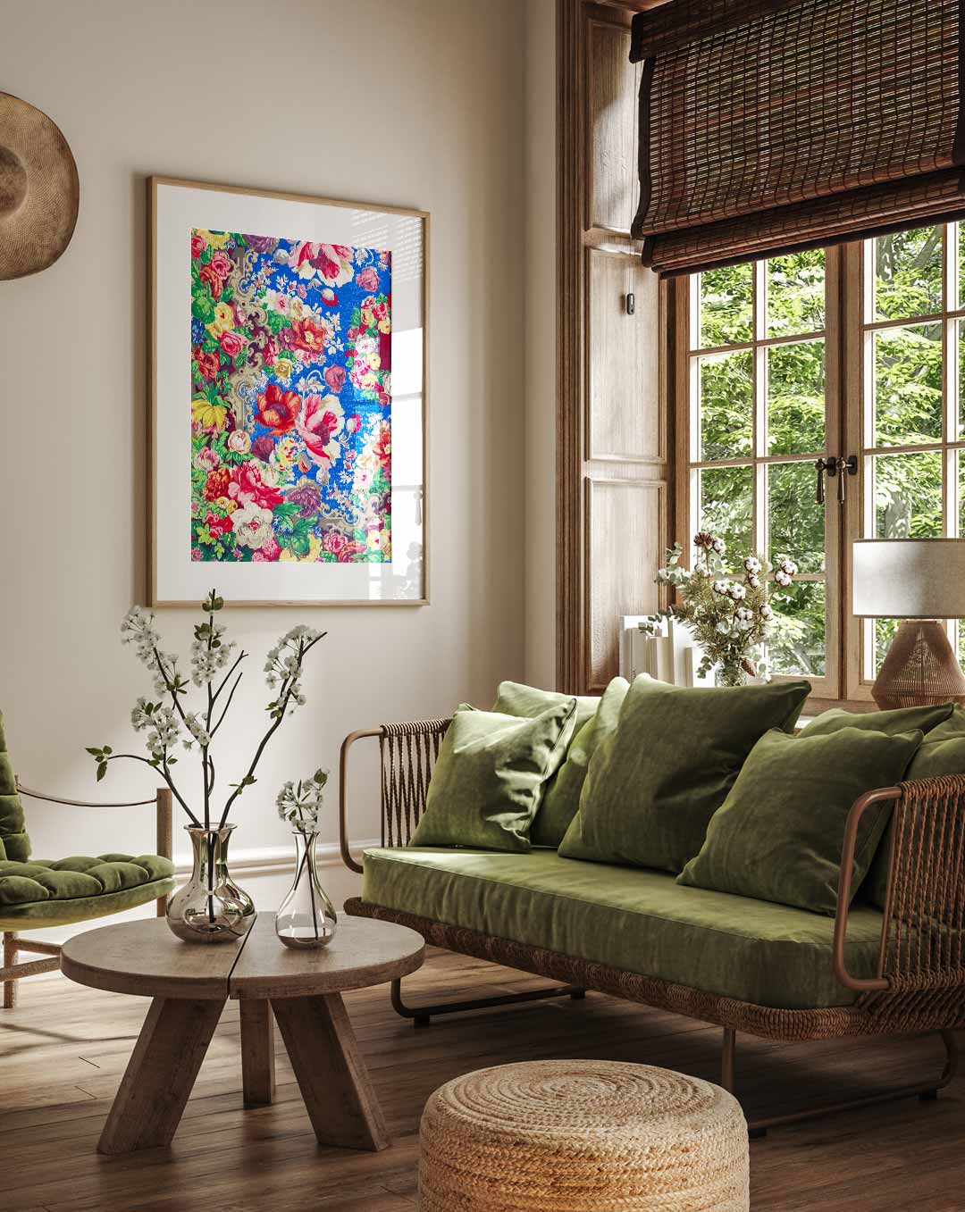Bloemenpracht op een Hemelsblauwe Achtergrond Poster-WallArtistic