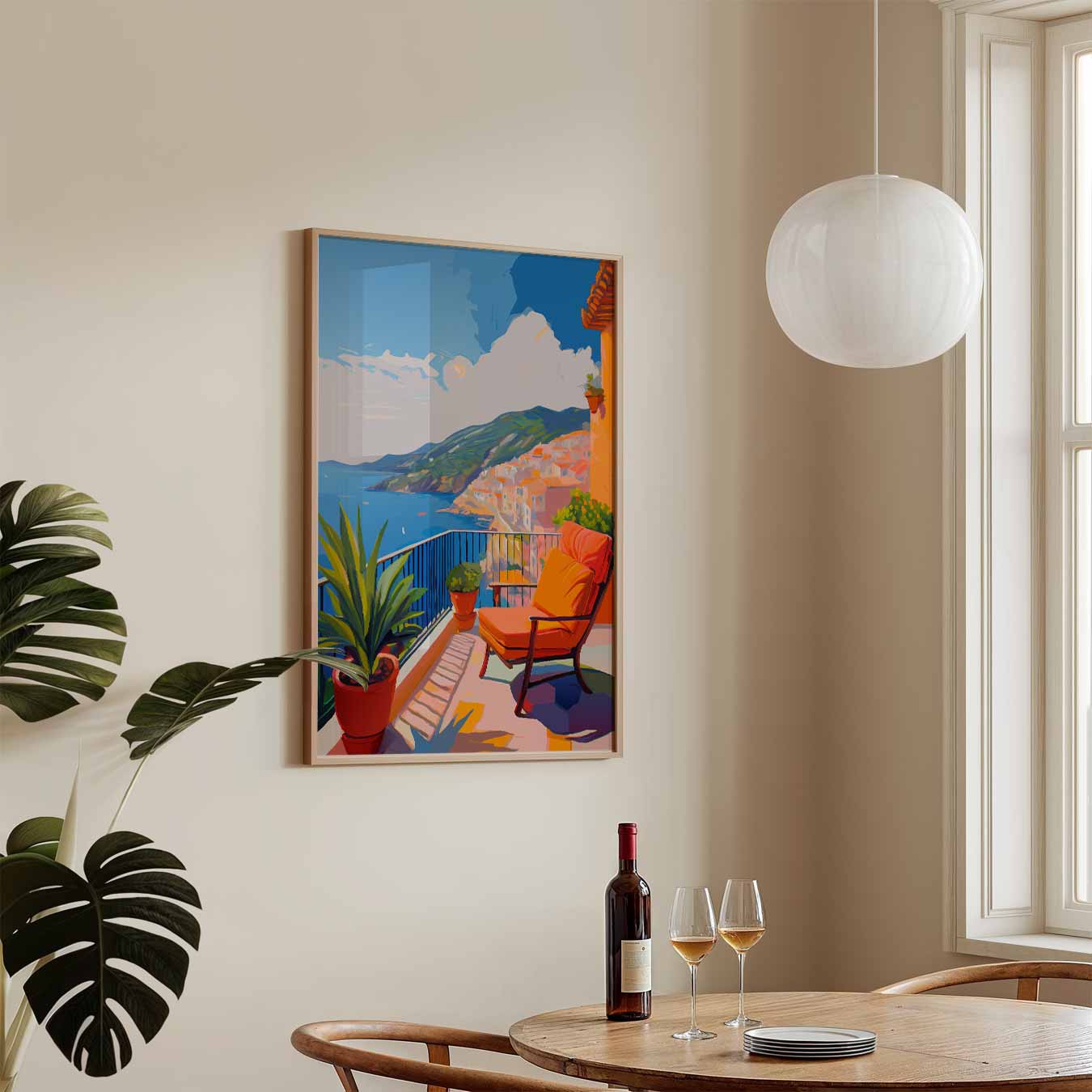 Droomuitzicht vanaf een Zonovergoten Balkon Poster-WallArtistic