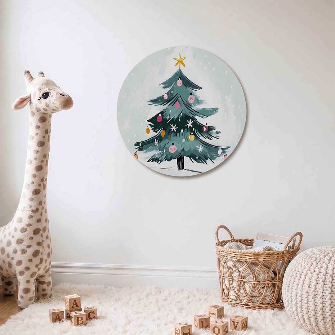 Kerstboom met versiering Muurcirkel