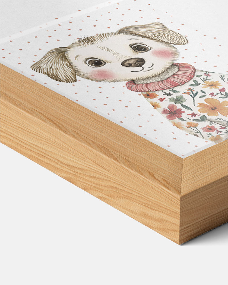 Schattige Puppy in Bloemen Trui Poster-WallArtistic