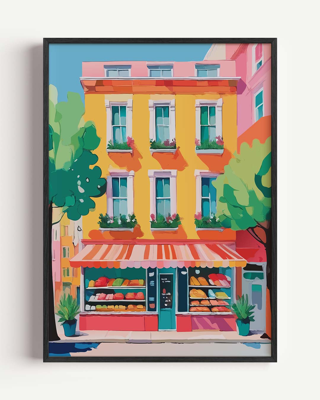 Vrolijke Straat in de Zomerzon Poster-WallArtistic